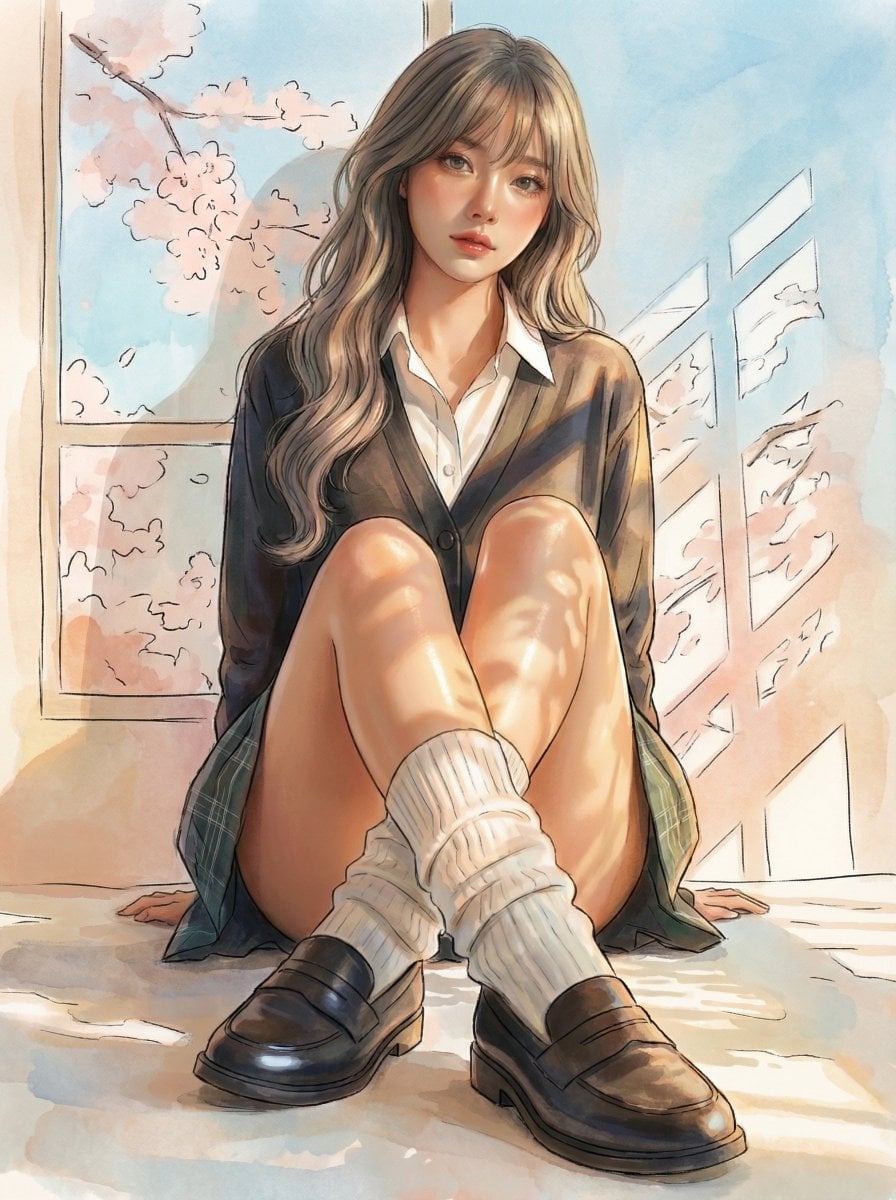 Photoreal Girl Wearing a Real-Fabric Anime Uniform