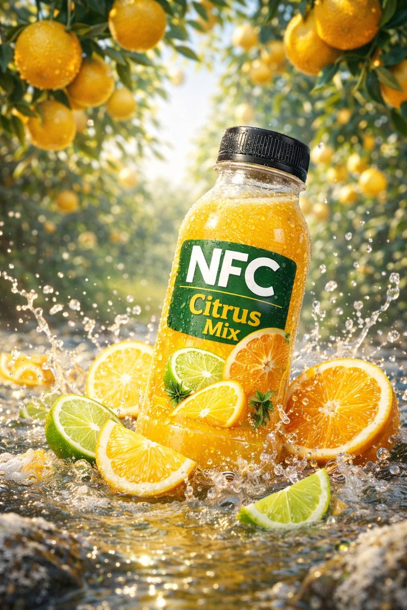Photoreal NFC Juice Bottle Outdoor Ad Series(4)
