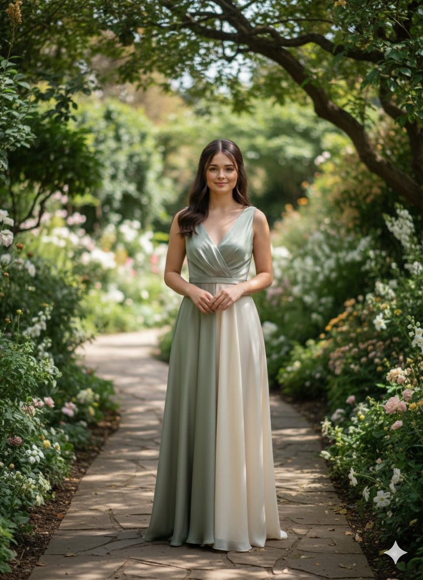 Cinematic Garden Portrait in a Silk Chiffon Gown