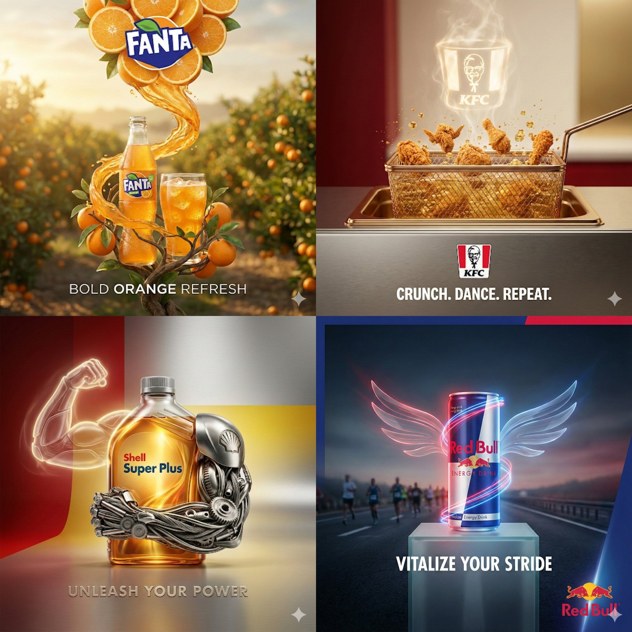 Surreal Product Advertisement with Logo and Slogan