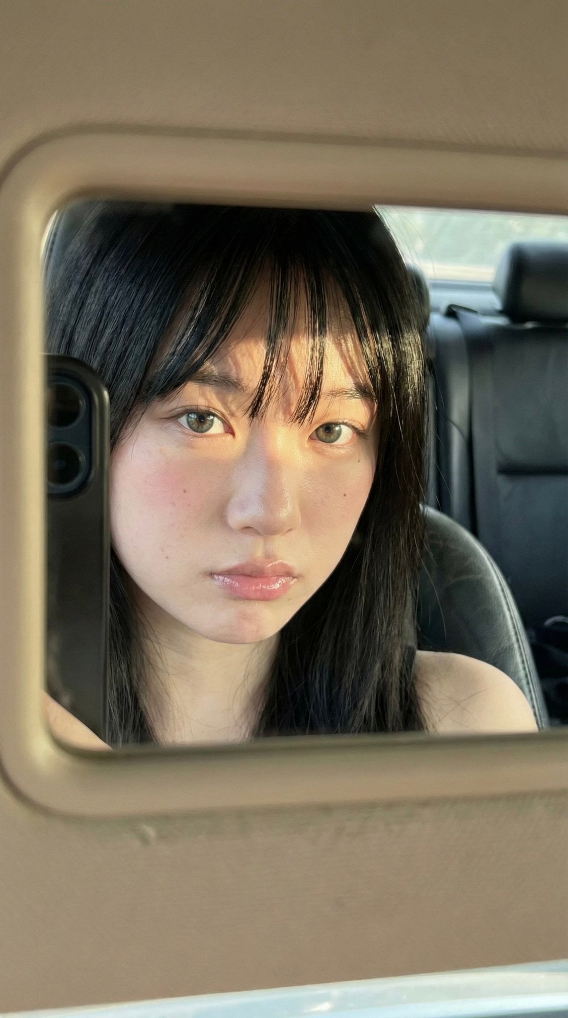 Car Mirror Selfie Portrait at Golden Hour(2)