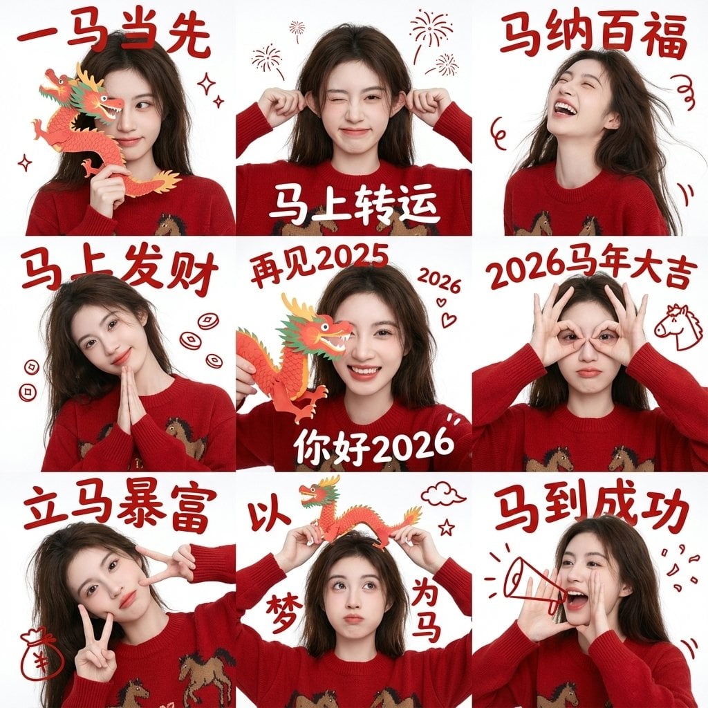 Minimal Chinese New Year Male Portrait Grid