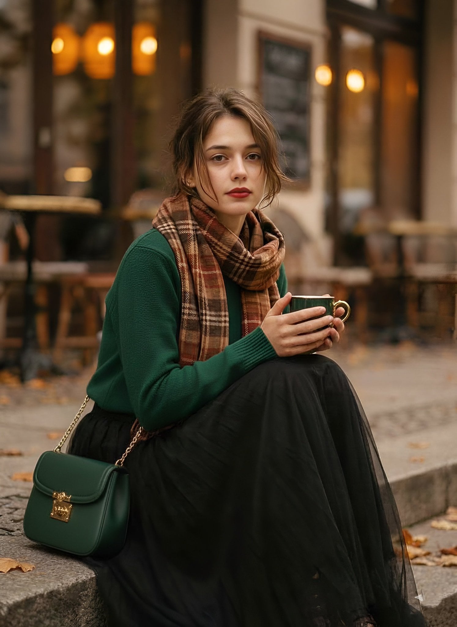 1970s Autumn Café Fashion Editorial Portrait