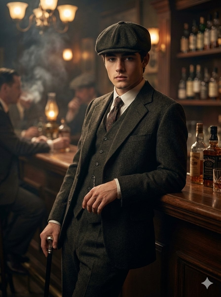 Cinematic 1920s Bar Portrait of a Young Man