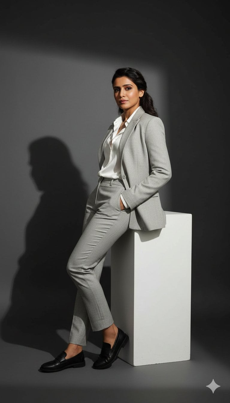 Luxury Fashion Editorial Portrait of a Man in a Grey Suit(3)