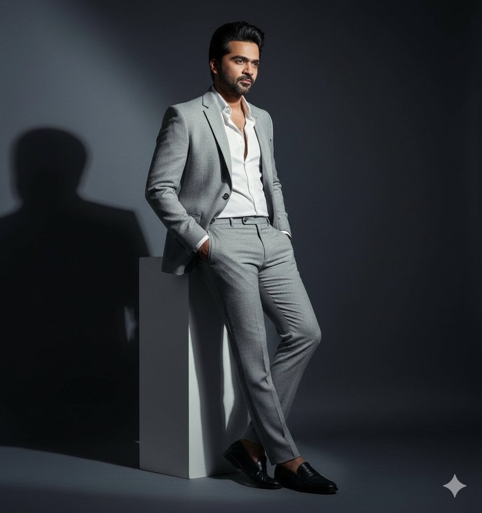 Luxury Fashion Editorial Portrait of a Man in a Grey Suit(4)