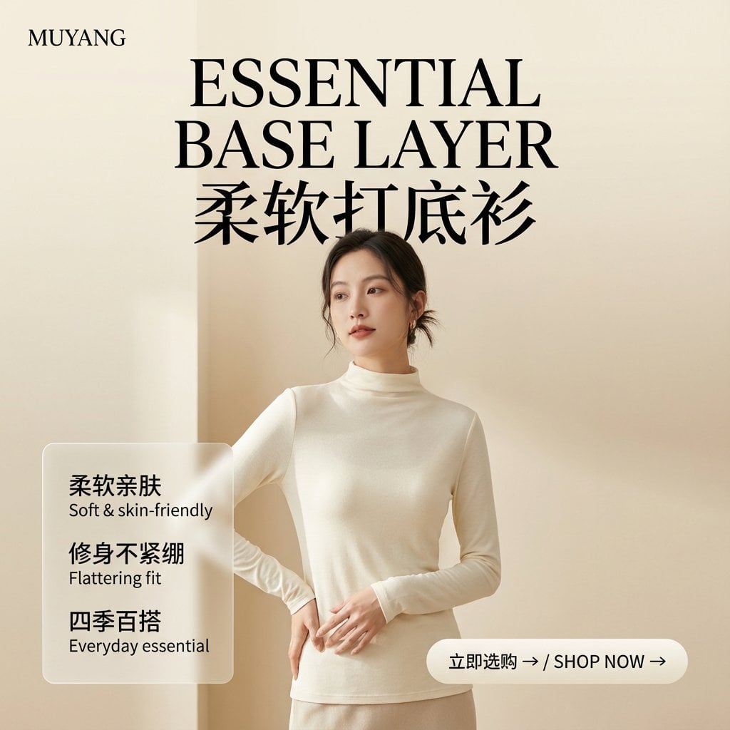 高端极简打底衫时尚产品海报