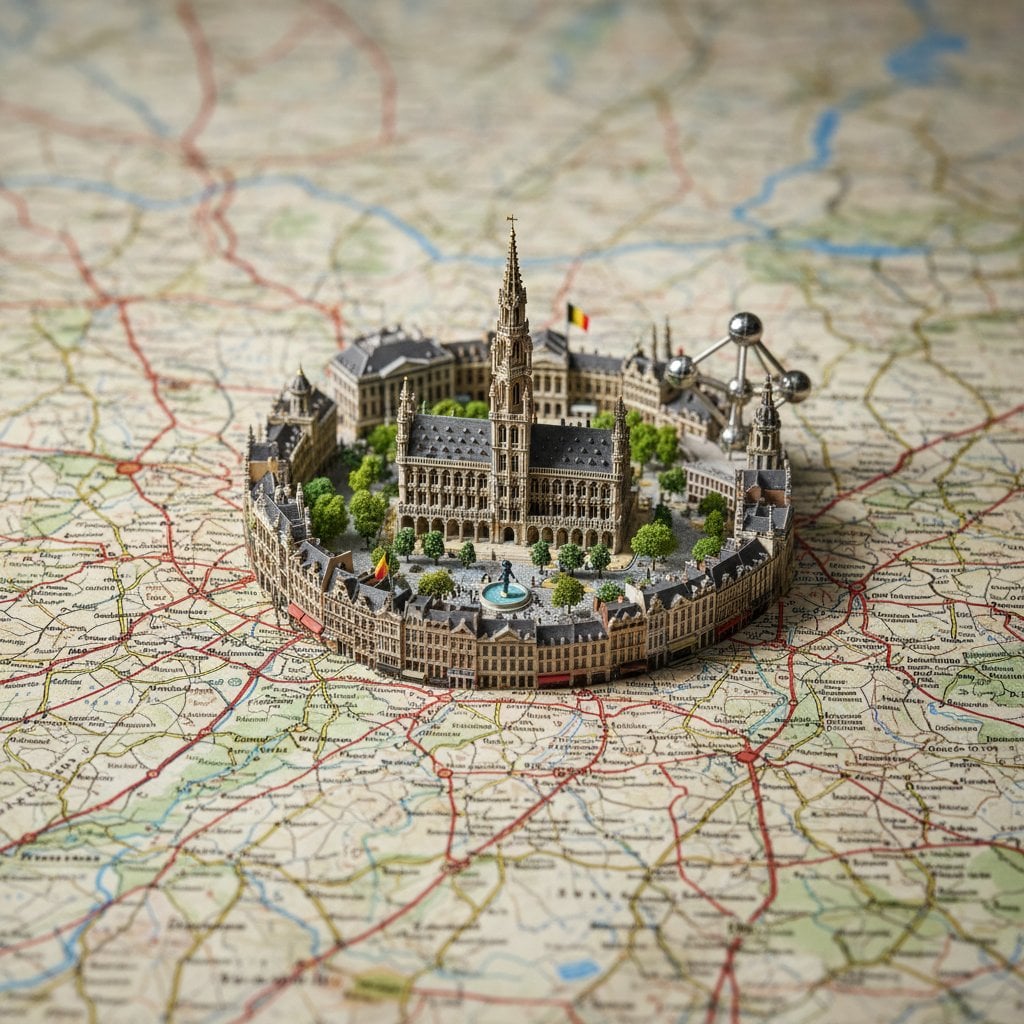 Miniature City Diorama Rising from a Geographic Map(3)