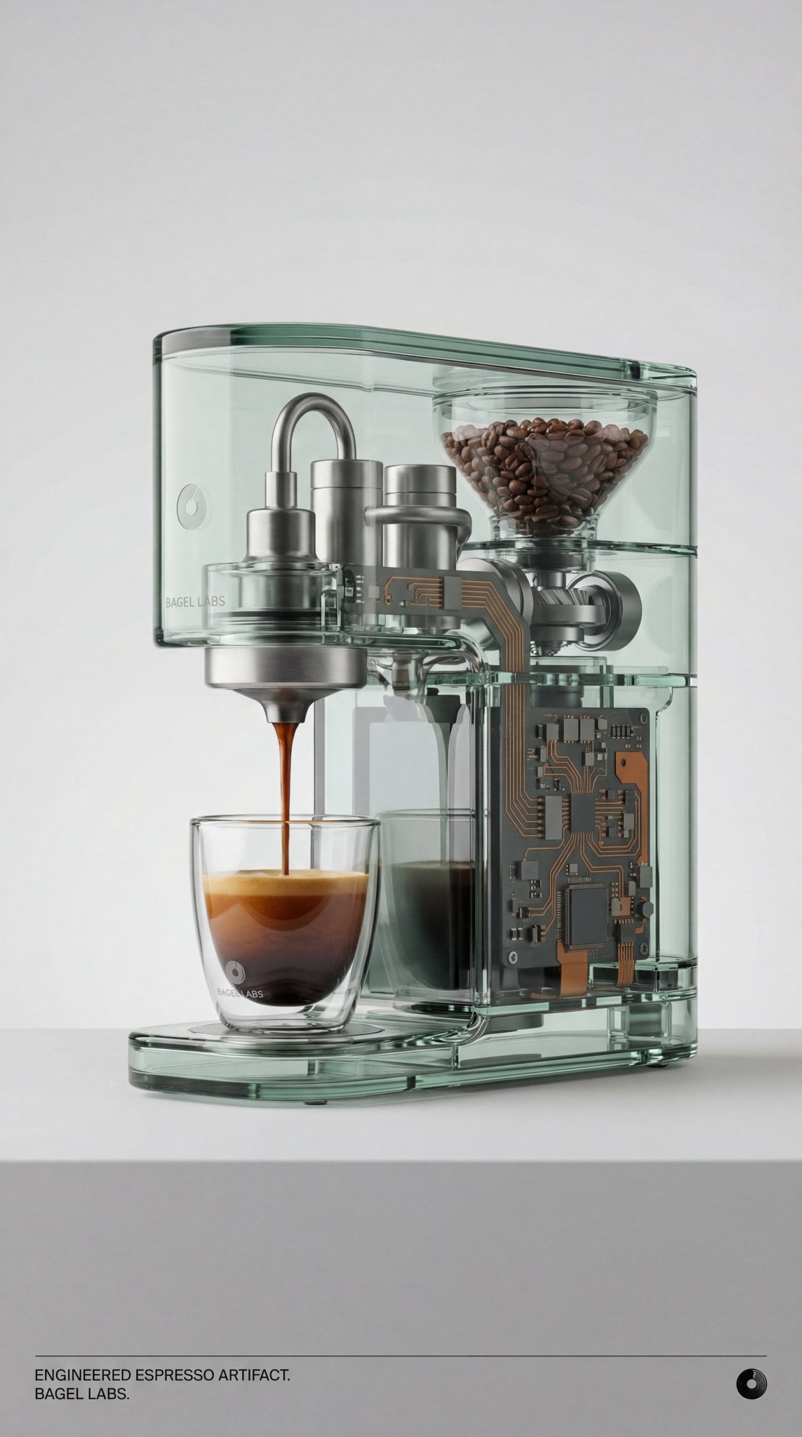 Transparent Glass Espresso Machine Product Shot
