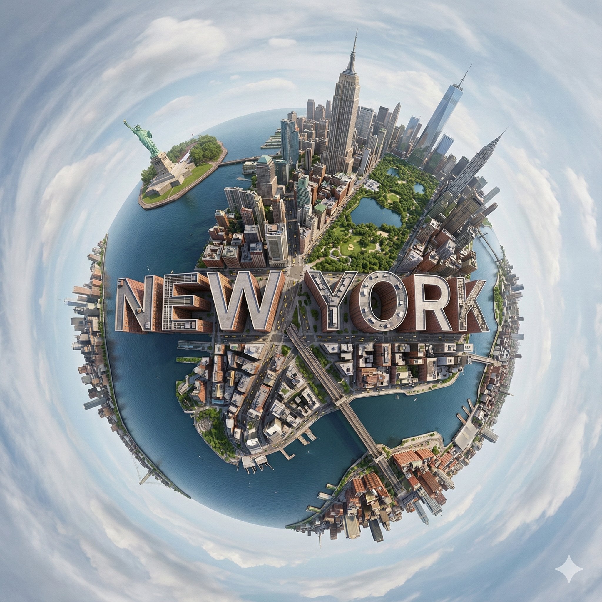 Tiny-Planet City Panorama with 3D Typography(3)