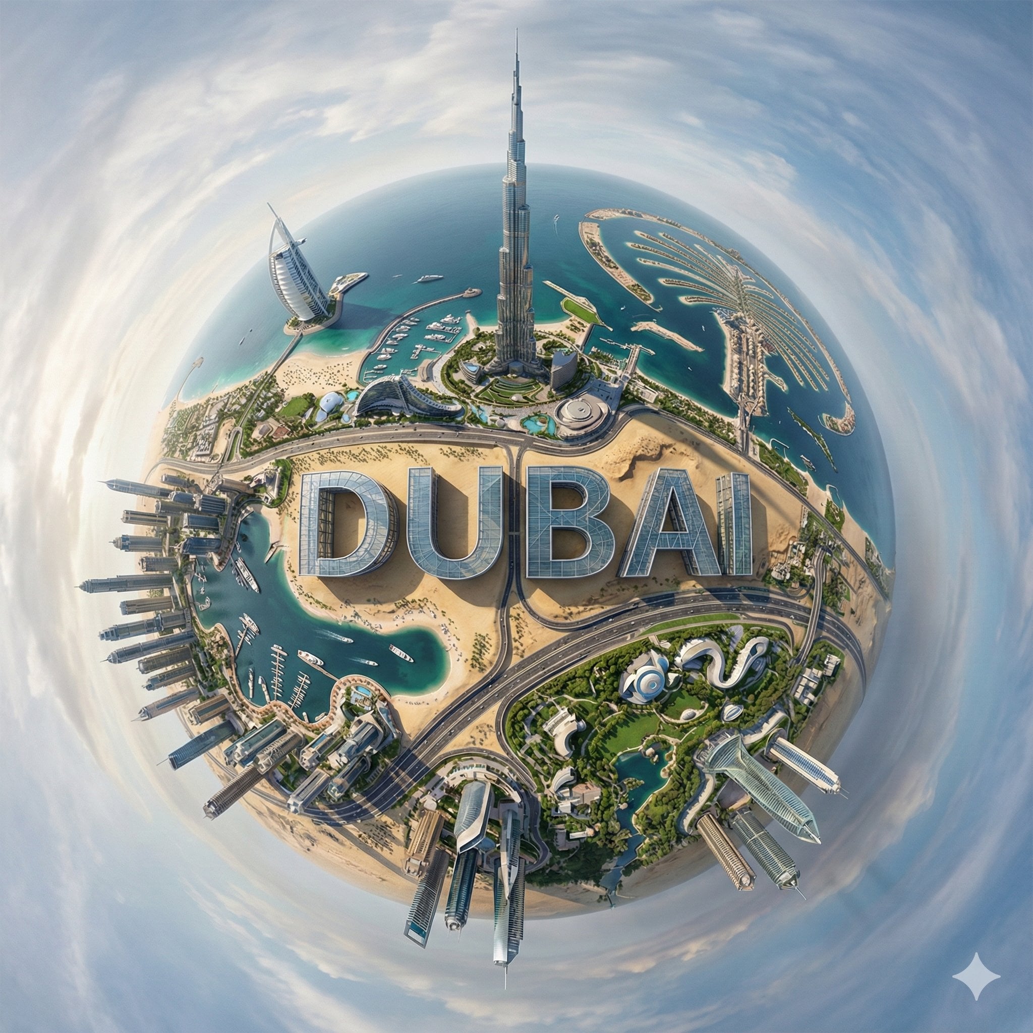 Tiny-Planet City Panorama with 3D Typography(4)
