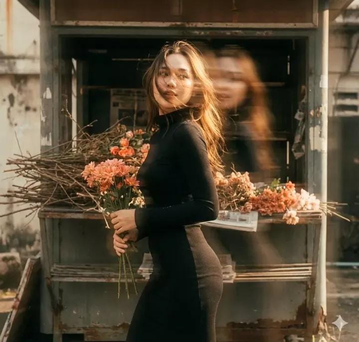 Vintage Film Girl Portrait with Motion Blur(2)