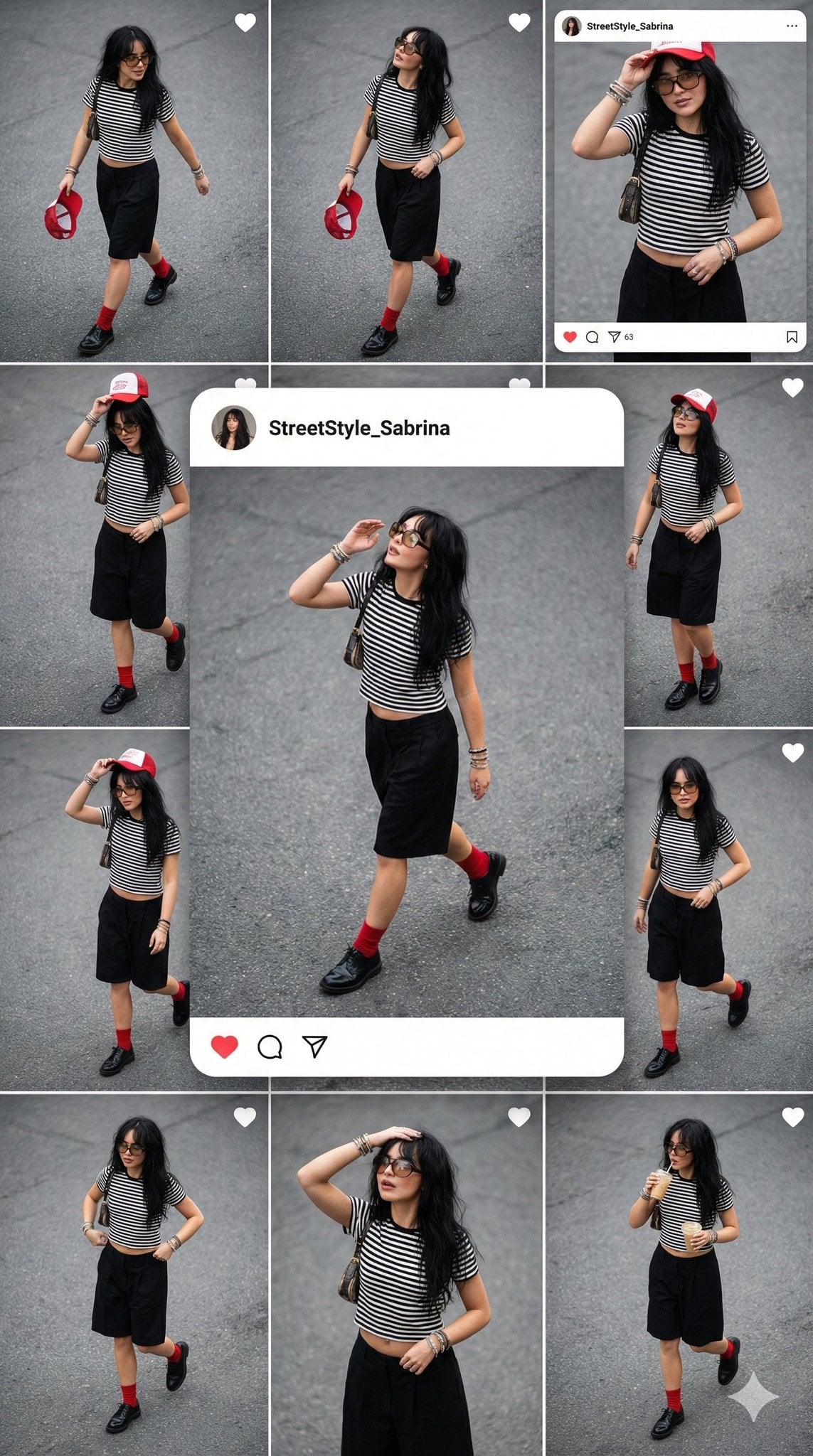 Top-Down Urban Street Fashion Instagram Grid