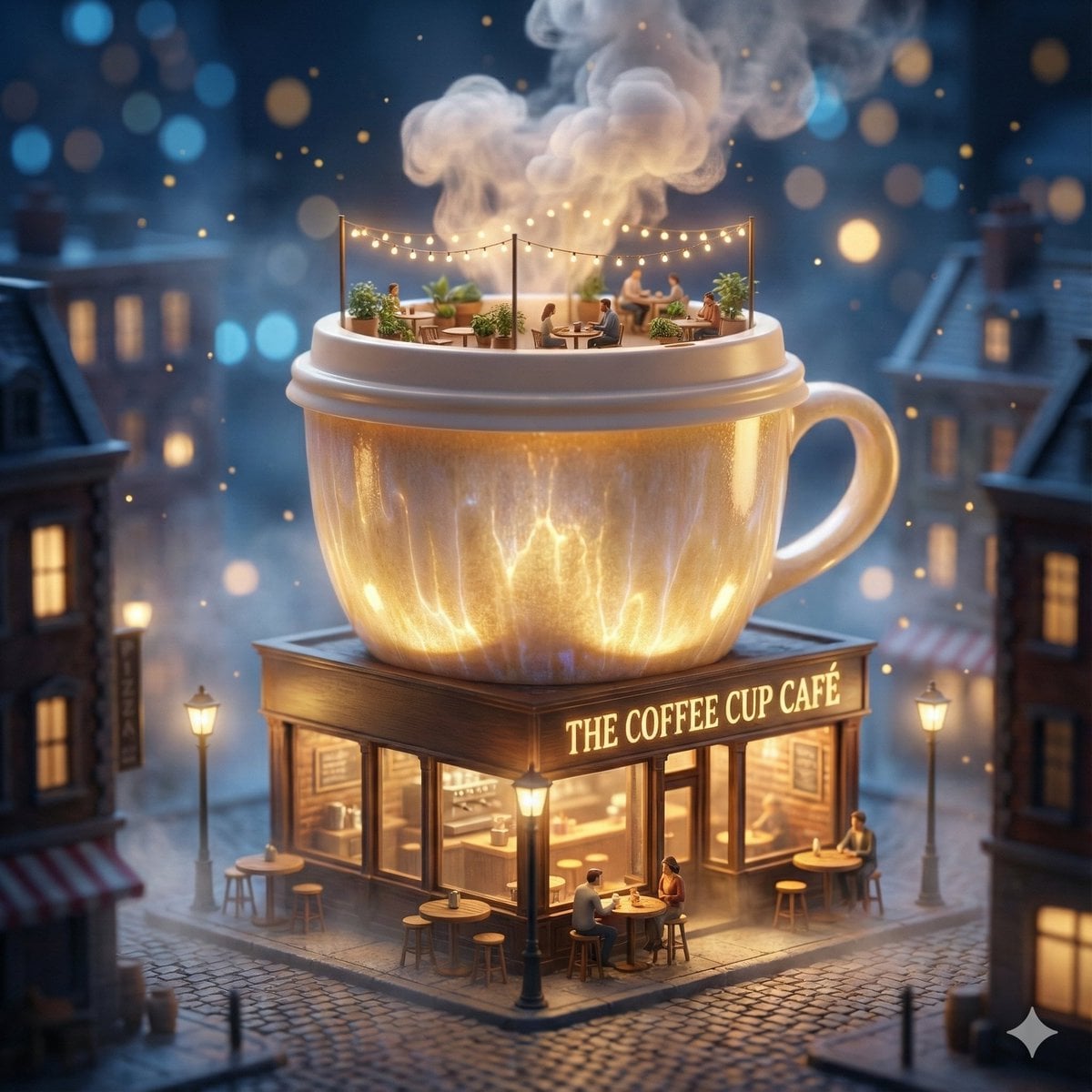 Surreal Coffee Cup Café Miniature City