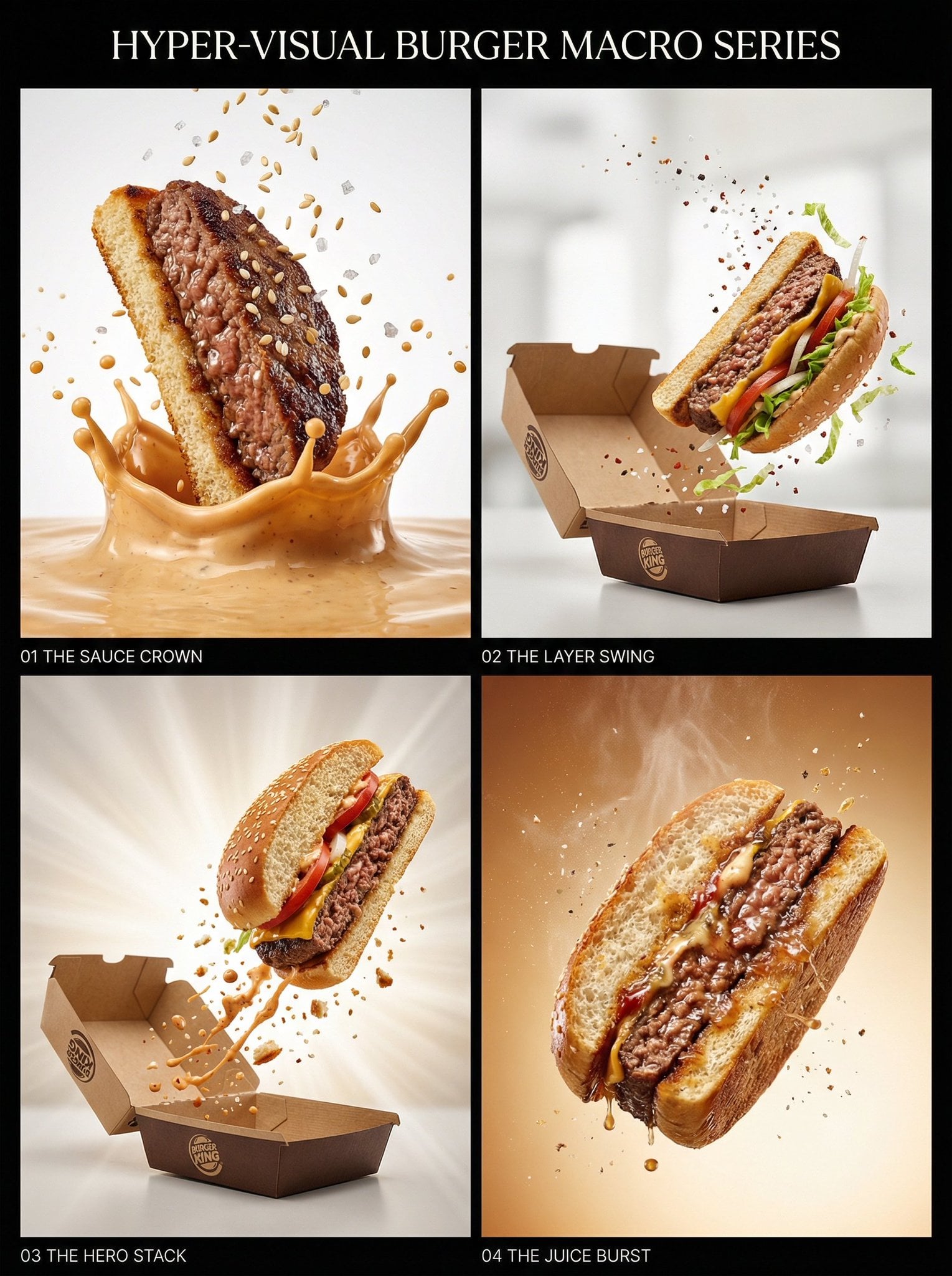 Burger Macro Series with Sauce Splash Action
