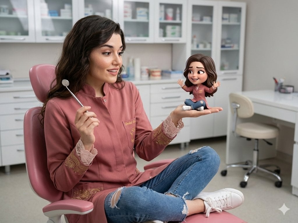 Dental Chair Portrait with Mini 3D Chibi Self