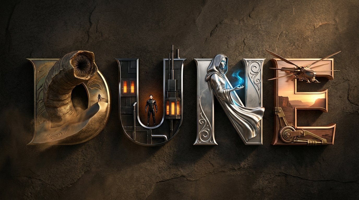 Metallic 3D Movie Title Typography Poster(2)