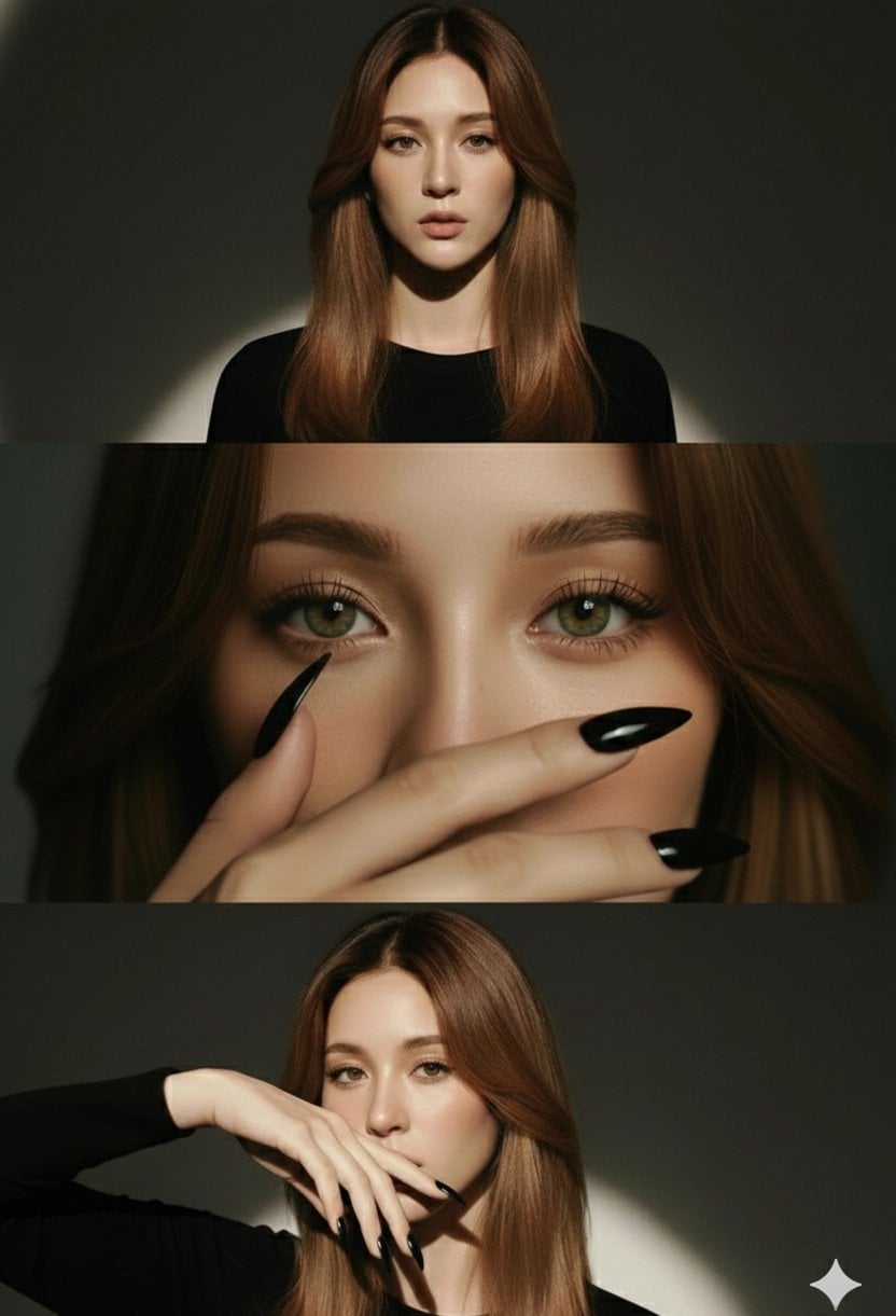 High-Fashion Beauty Triptych Portrait