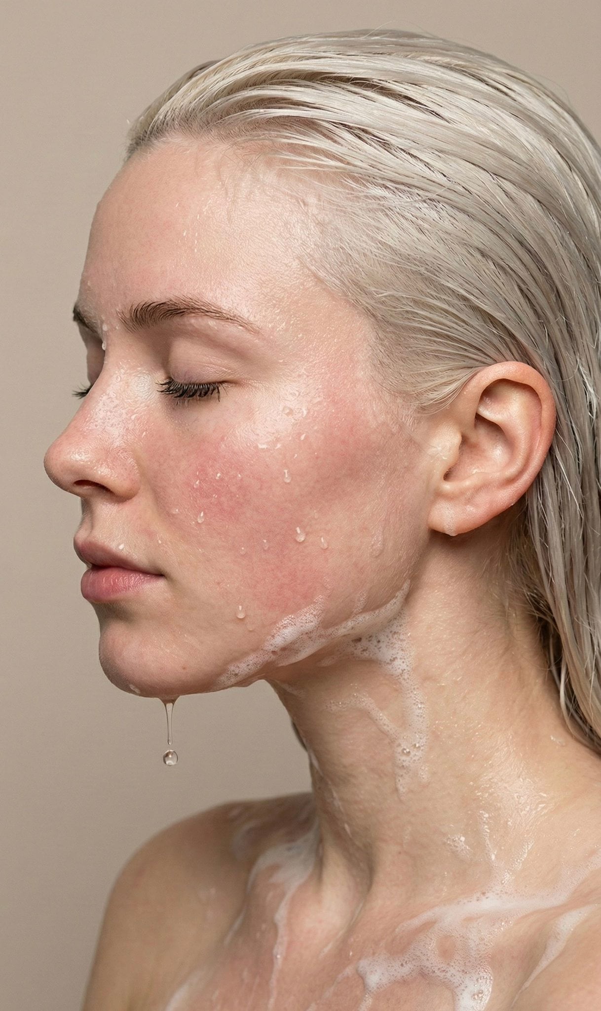 Wet Skin Beauty Portrait in Side Profile