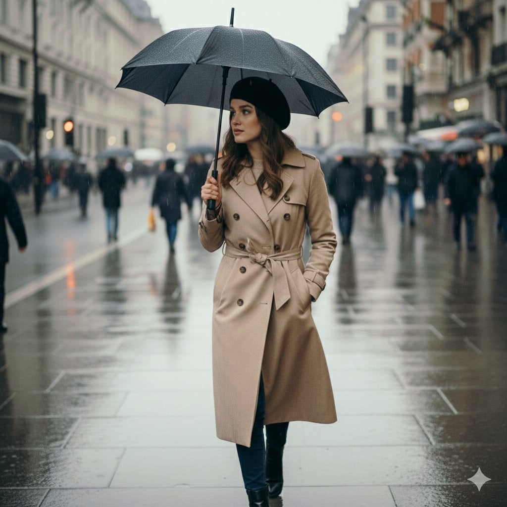 Cinematic Rainy Street Portrait with Umbrella (2)