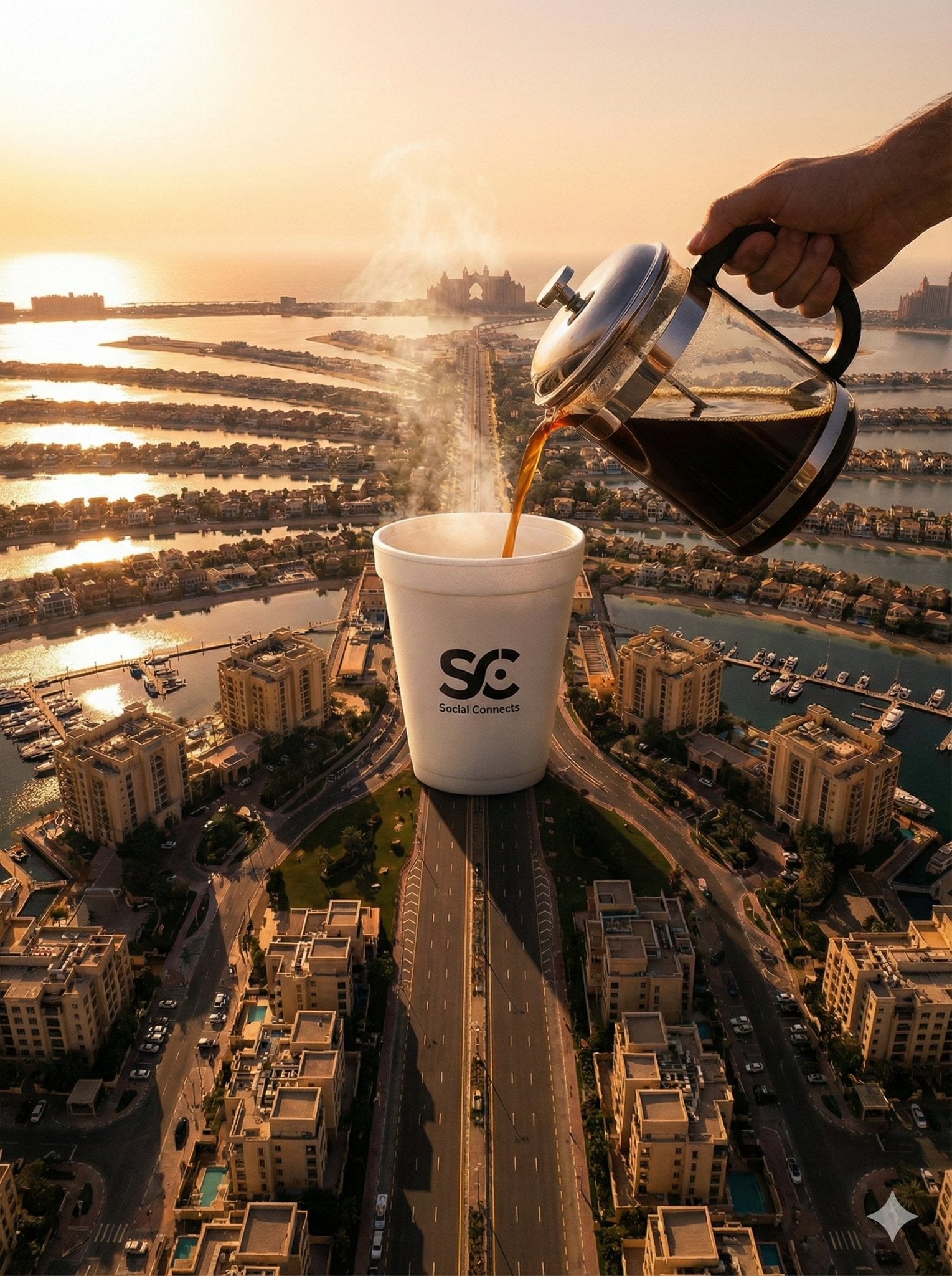 Giant Coffee Cup on Palm Jumeirah Brand Mockup