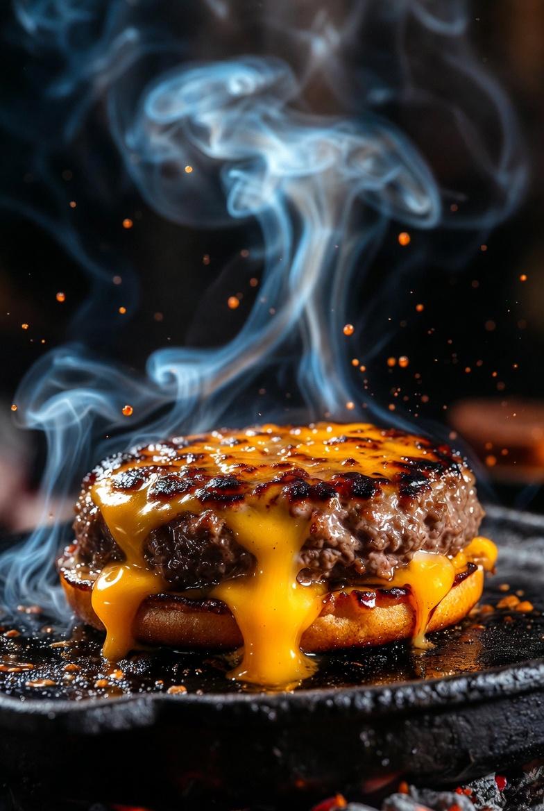 Cinematic Macro Cheeseburger with Melting Cheddar(2)