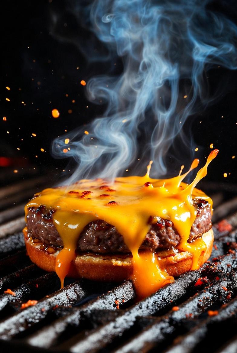 Cinematic Macro Cheeseburger with Melting Cheddar(3)