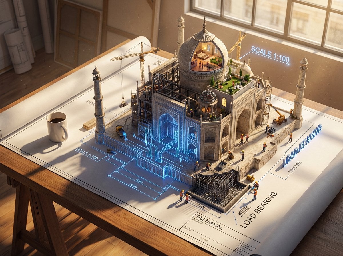 Photoreal 3D Architectural Blueprint Construction Scene(2)