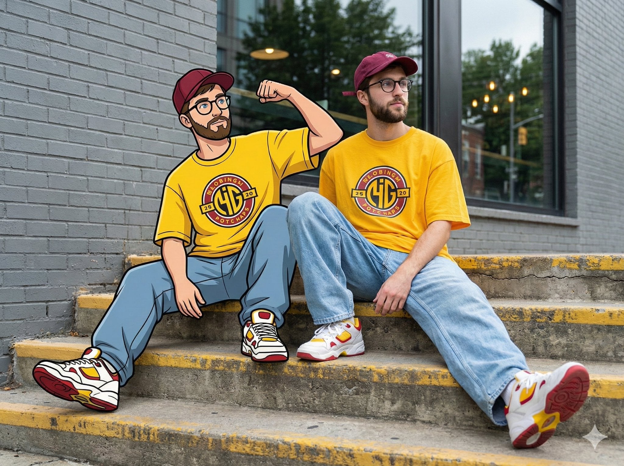 Mixed-Reality Cartoon Twin Street Portrait (2)