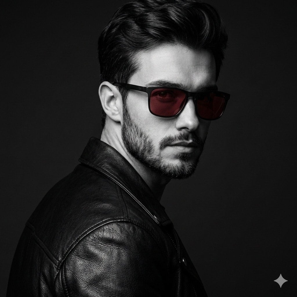Black and White Leather Jacket Fashion Portrait