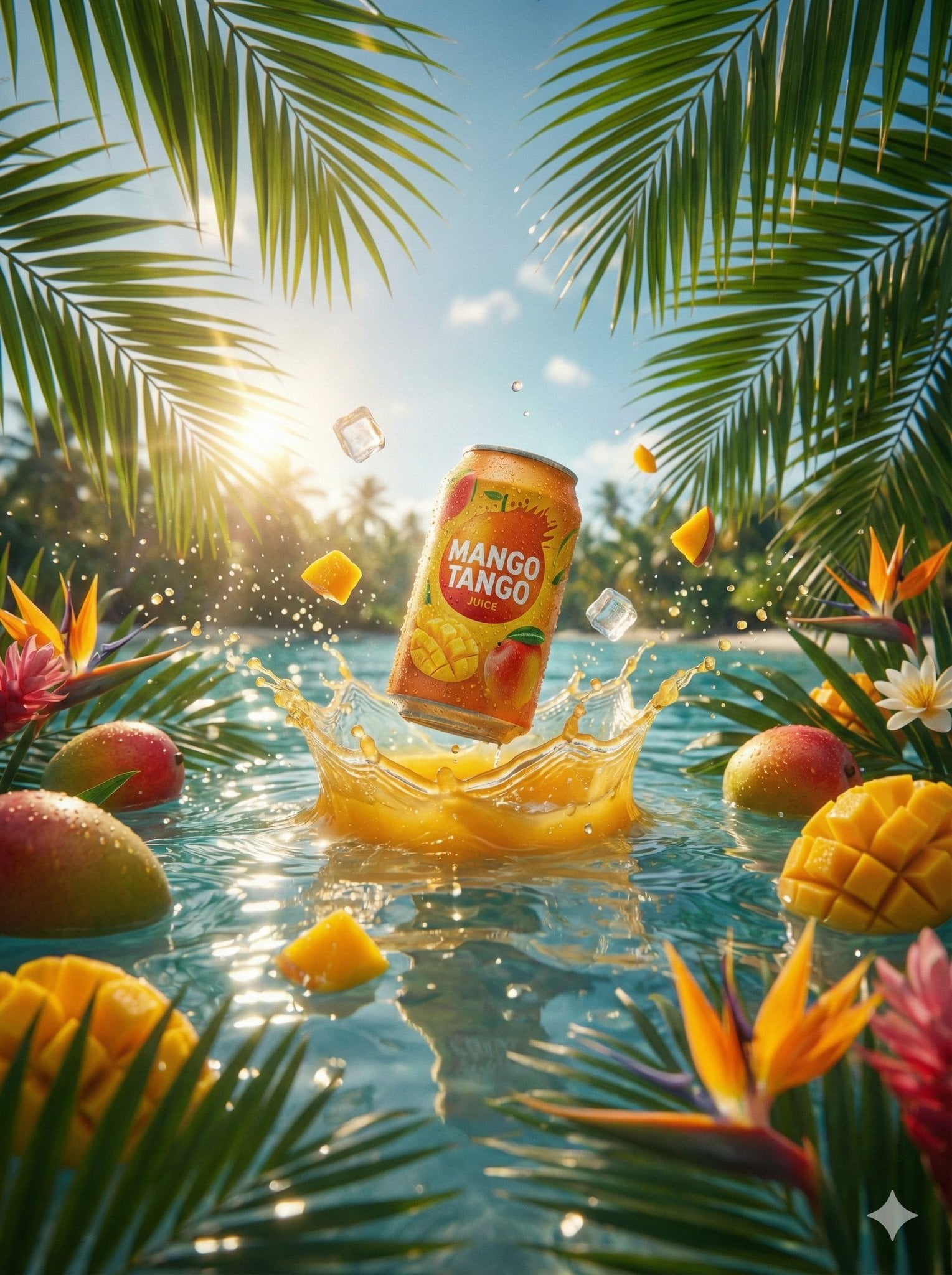 Mango Juice Can Splash Product Photo
