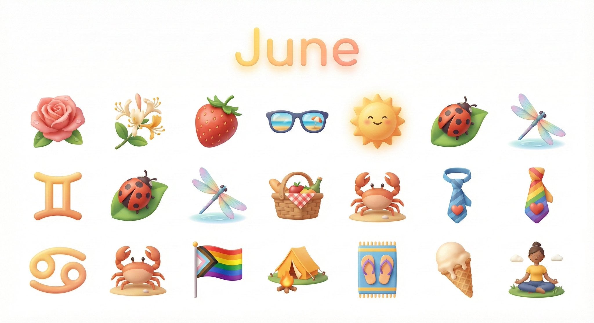 Monthly 3D Icon Grid on White Background (3)