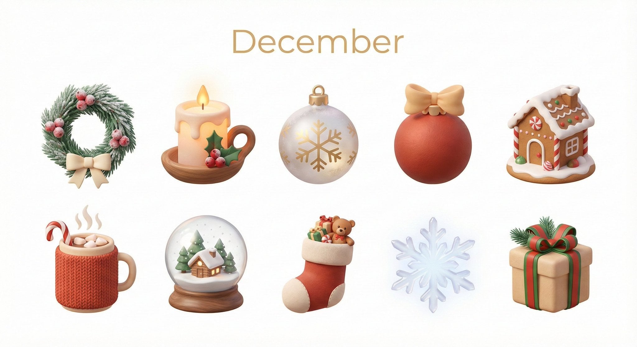 Monthly 3D Icon Grid on White Background (4)
