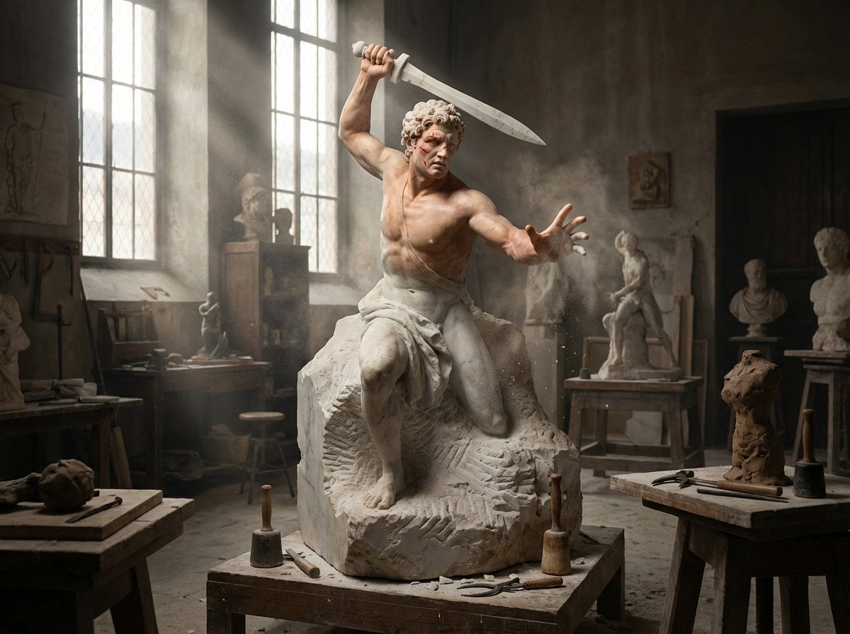 Awakening Marble Sculpture in a Renaissance Workshop(2)