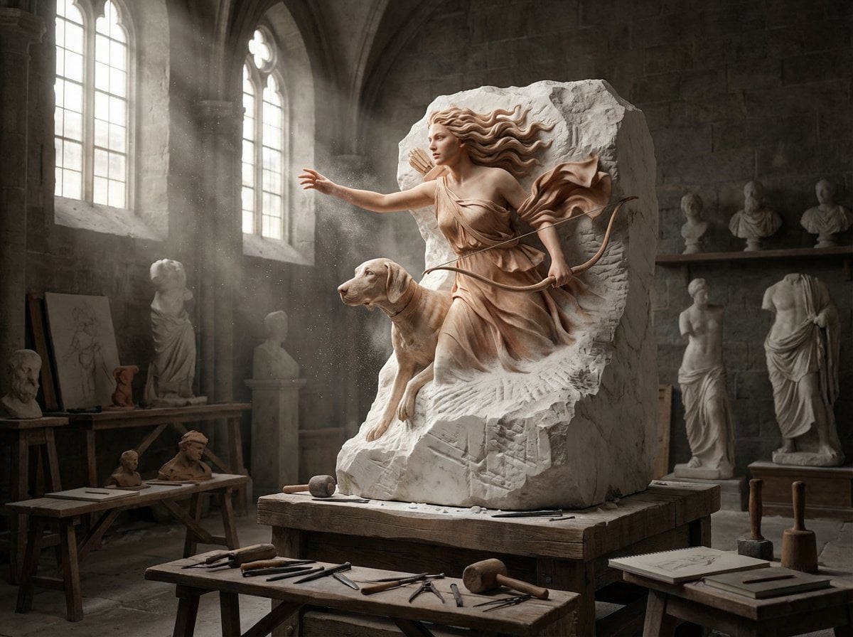 Awakening Marble Sculpture in a Renaissance Workshop(4)