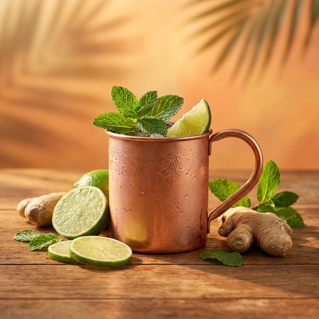 Cocktail Studio Photo with Palm Leaf Shadows
