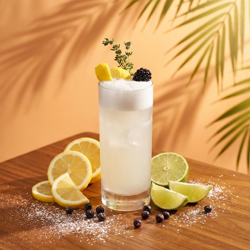 Cocktail Studio Photo with Palm Leaf Shadows (2)