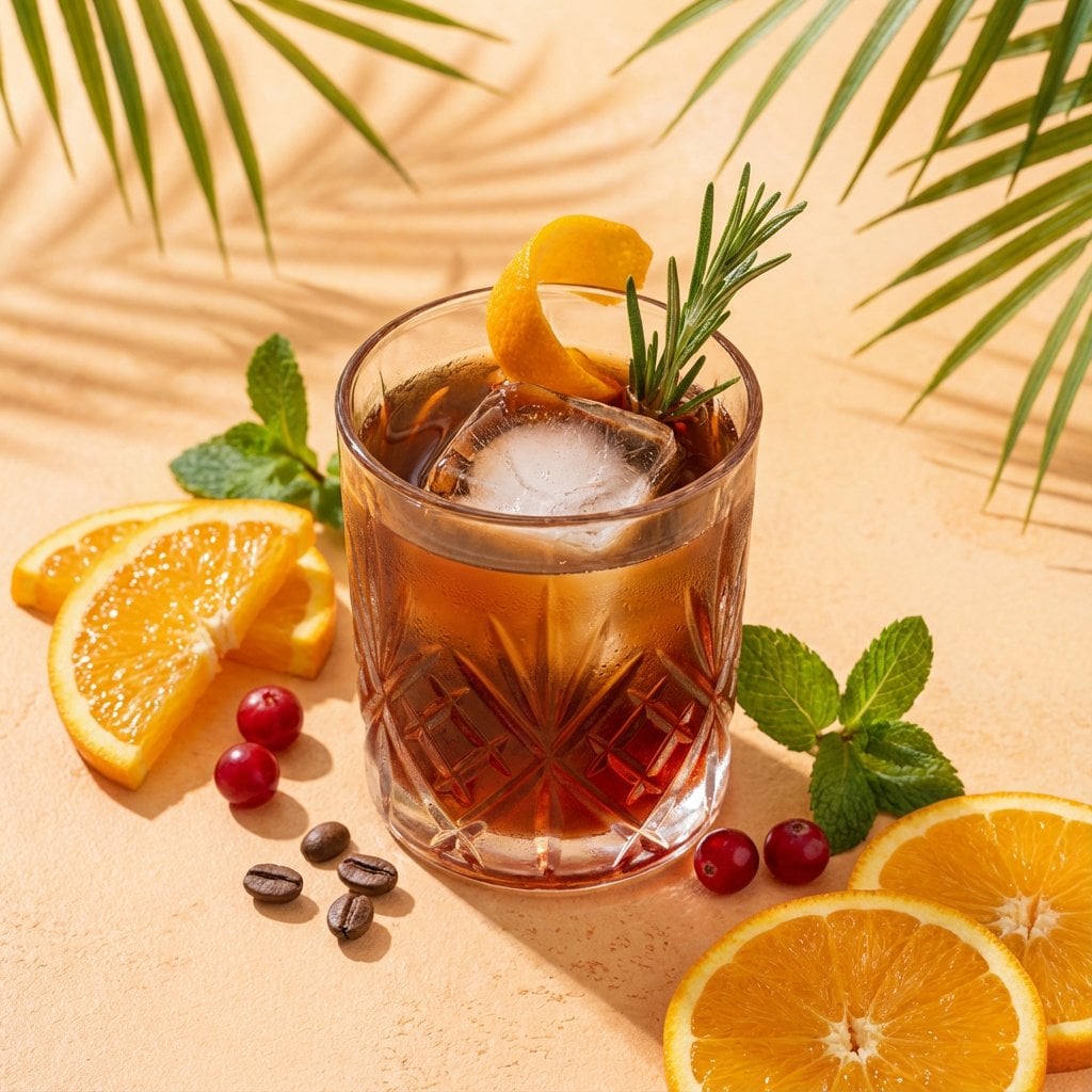 Cocktail Studio Photo with Palm Leaf Shadows (3)