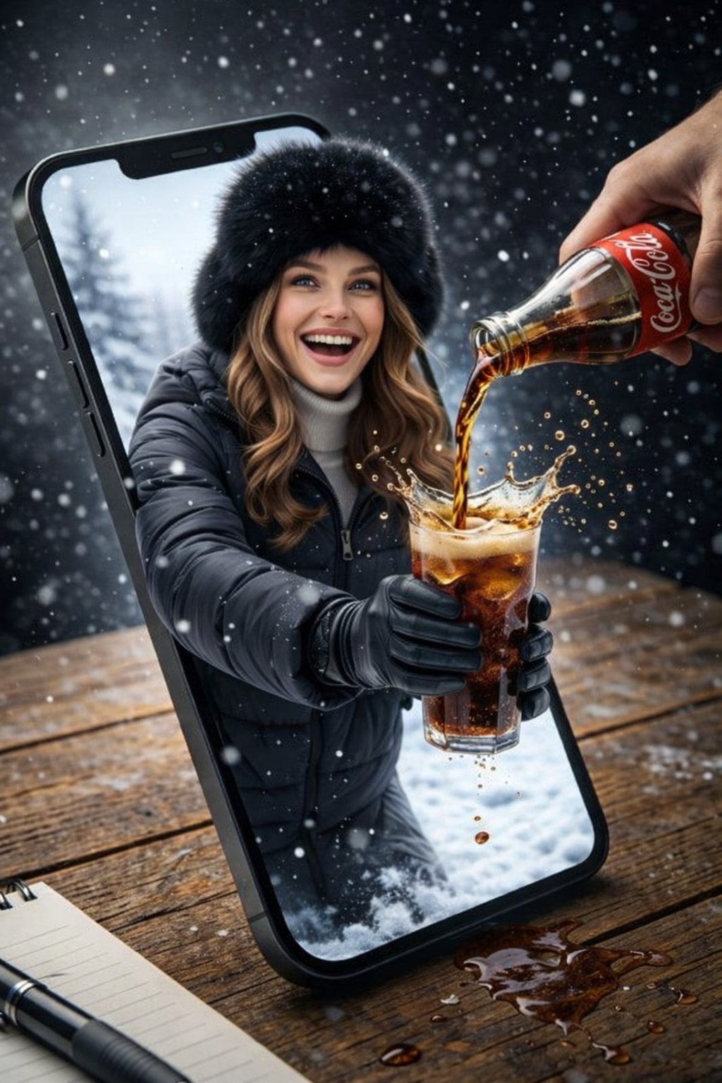 Surreal Pepsi Cola Product Shot with Broken Phone Screen(2)