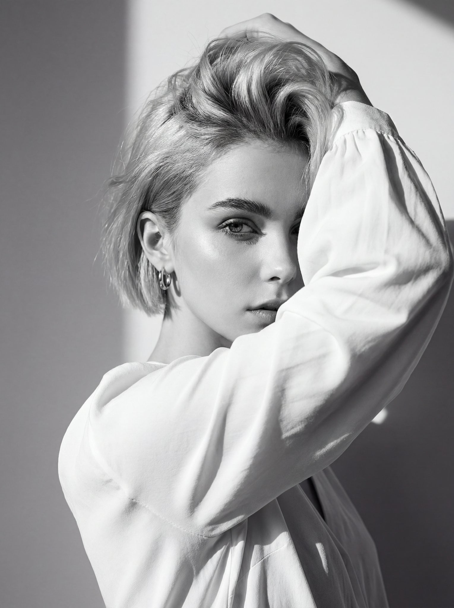 Black and White High-Fashion Editorial Portrait