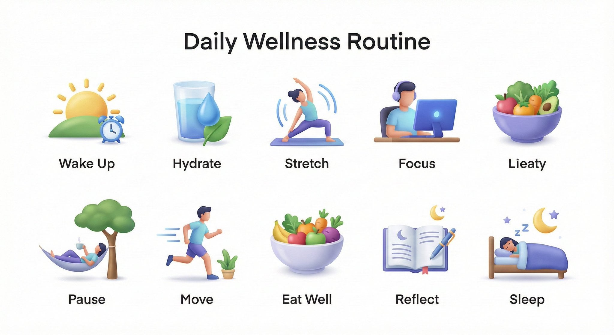 3D Routine Step Icon Collection with Labels