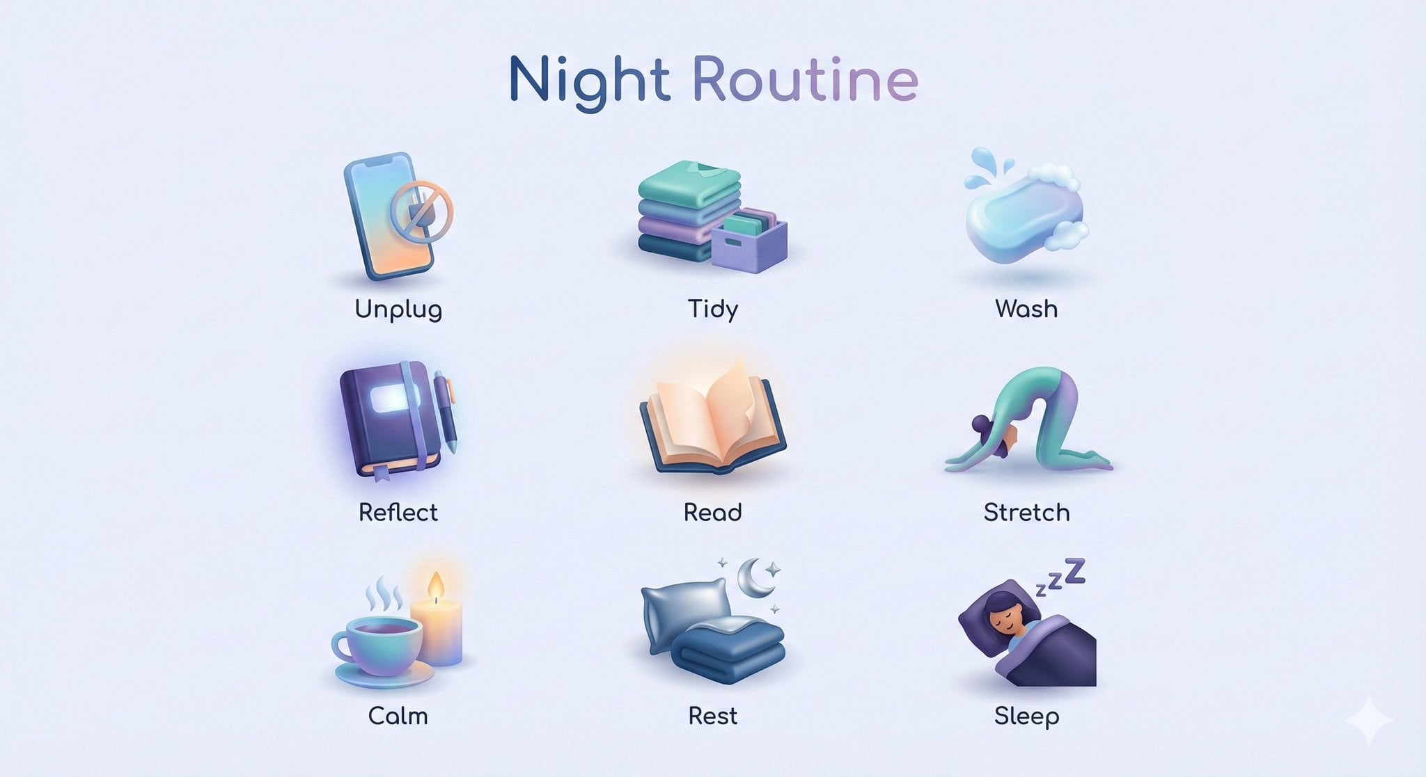 3D Routine Step Icon Collection with Labels(4)