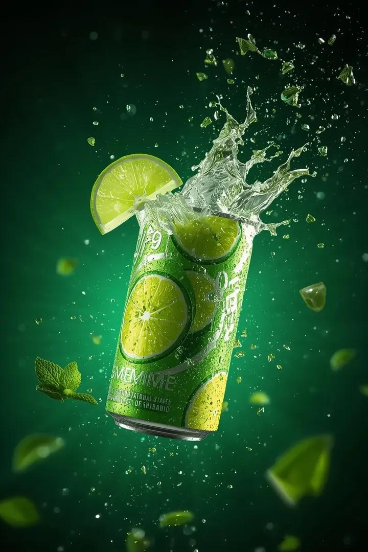 Heroic Sparkling Lime Soda Can Splash Shot(3)