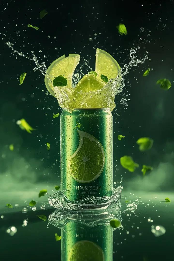 Heroic Sparkling Lime Soda Can Splash Shot(4)