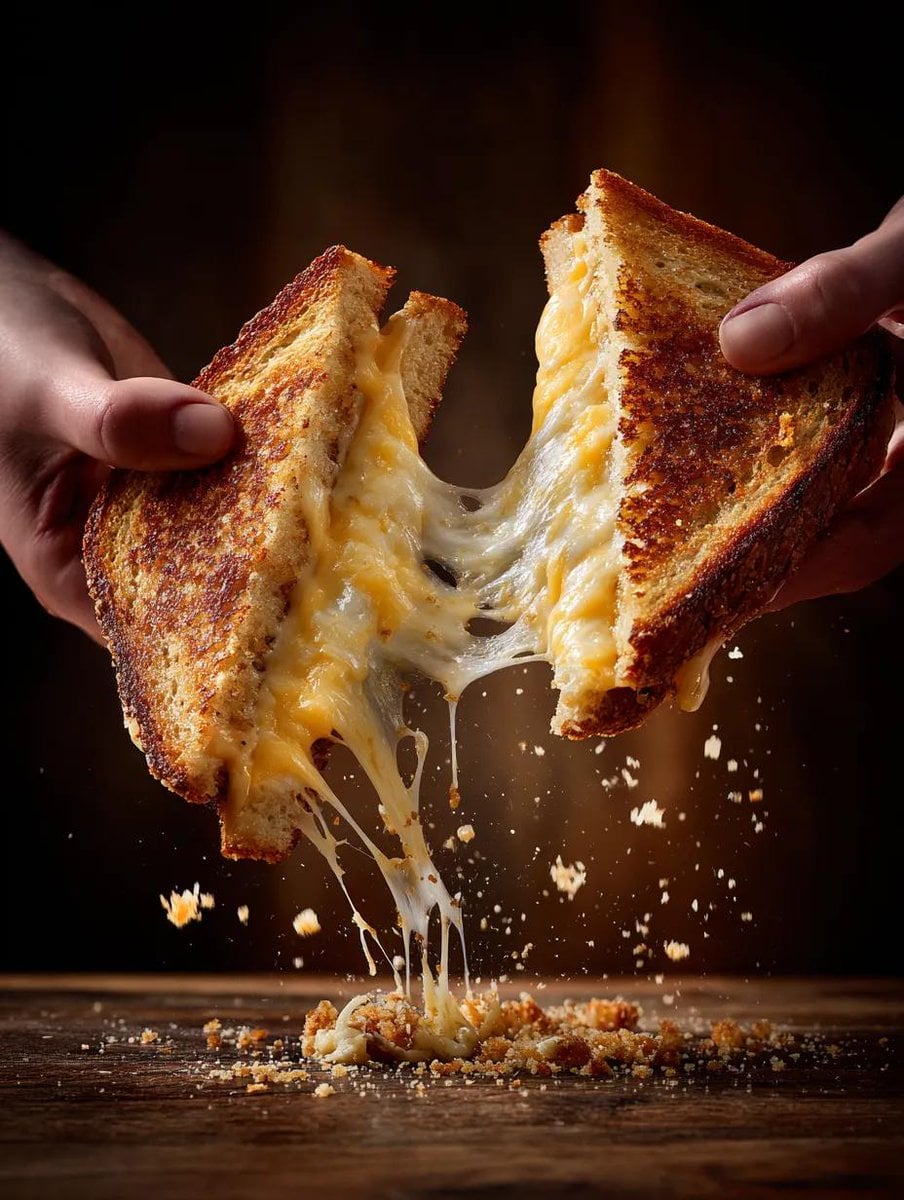Grilled Cheese Pull with Melted Cheddar Stretch