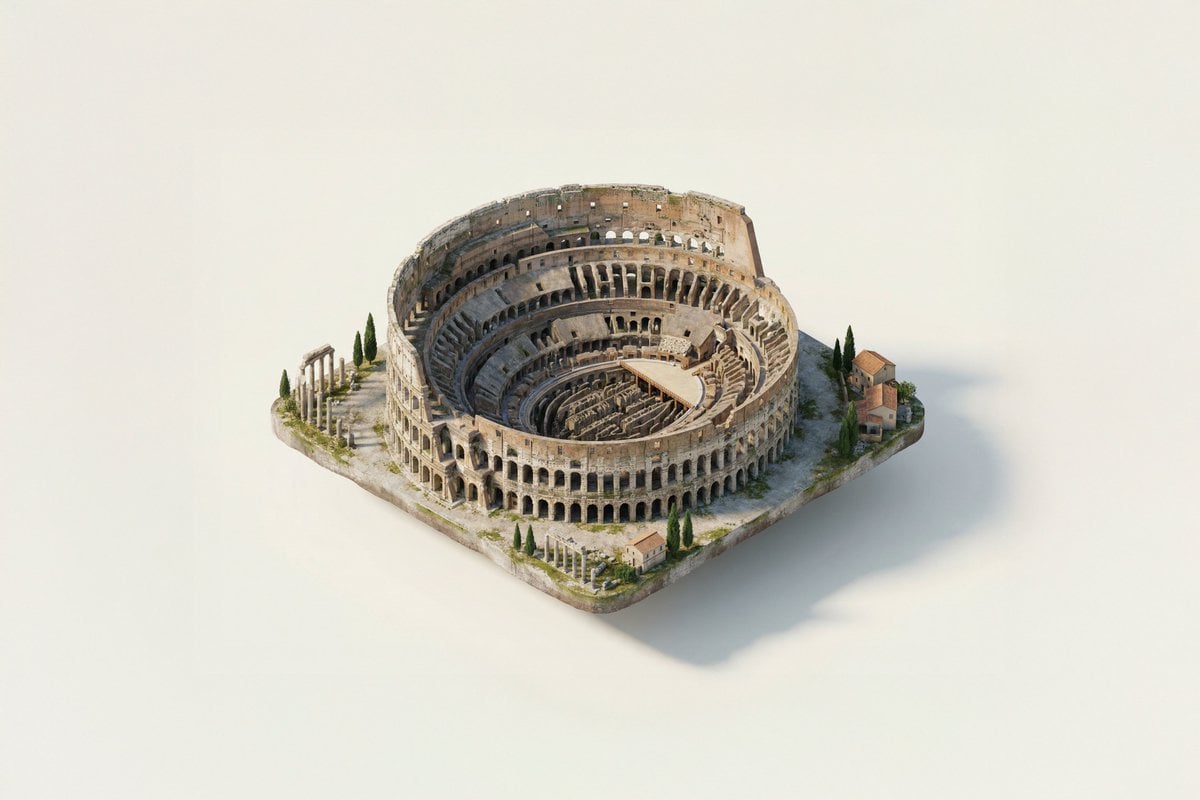 Miniature Landmark Isometric Diorama 3D Render(3)
