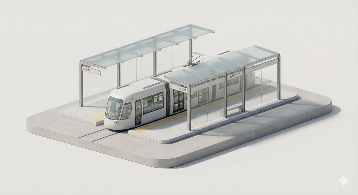3D Isometric City Transport Stop Diorama(2)