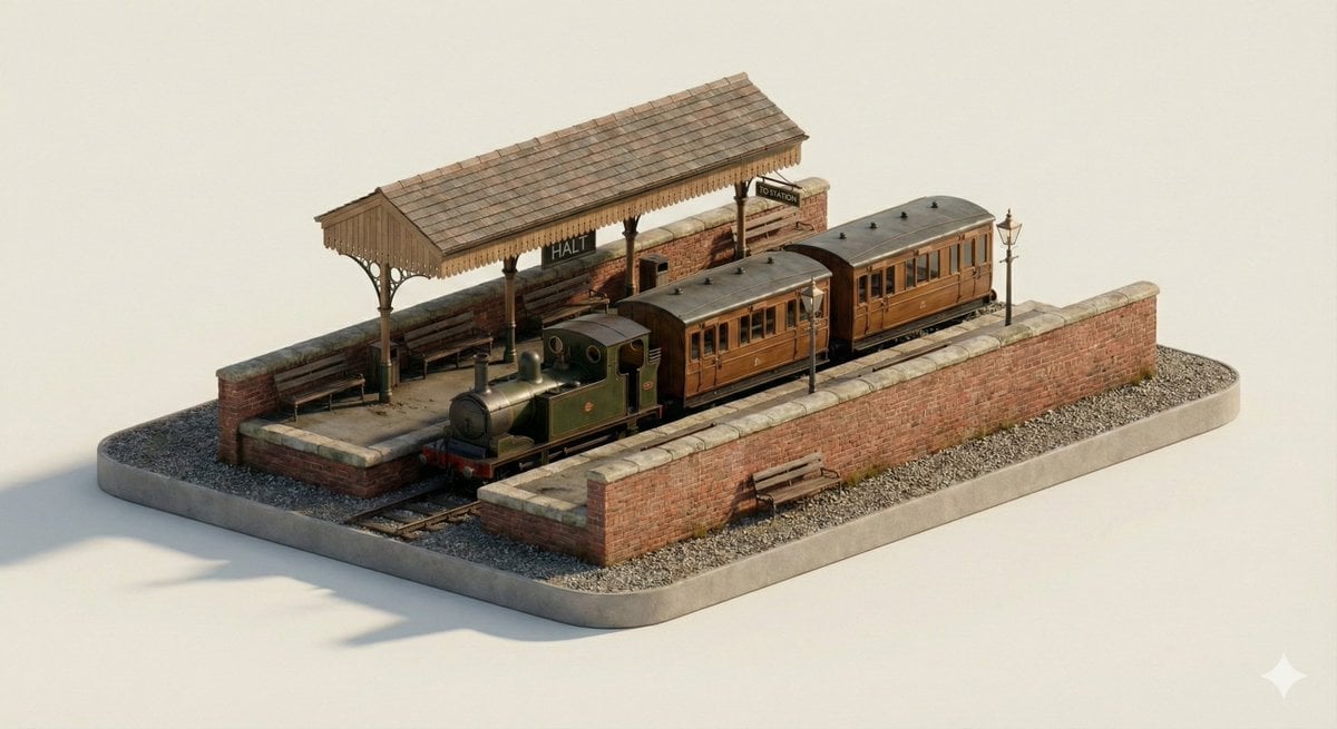 3D Isometric City Transport Stop Diorama(3)