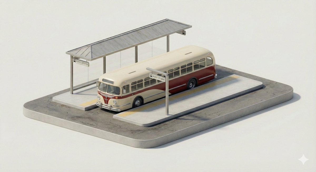 3D Isometric City Transport Stop Diorama(4)