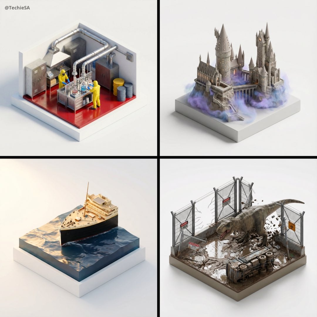Isometric Miniature Diorama Movie Scene